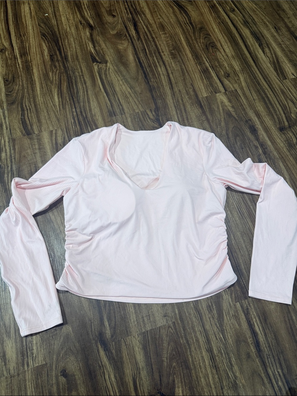 lululemon athletica Pale Pink Ribbed Long Sleeve V-Neck